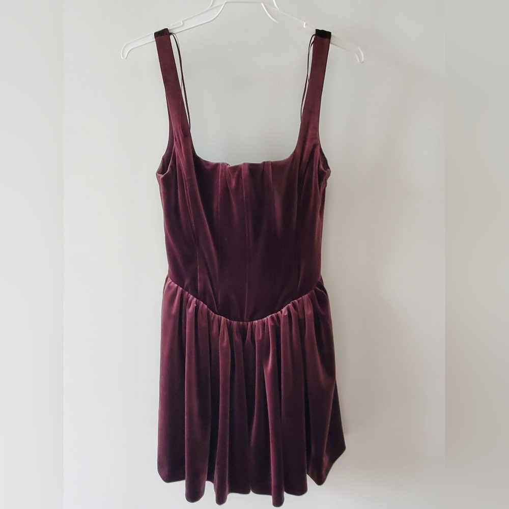 NWT Zara Elegant Velvet Burgundy Dress